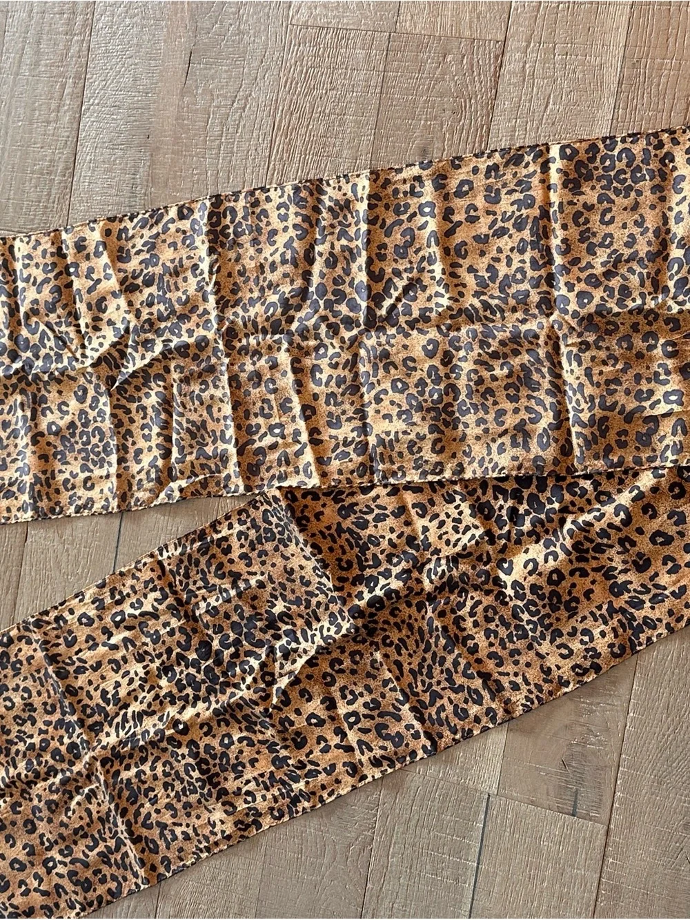 Leopard Print Satin Scarf Wrap - Brown